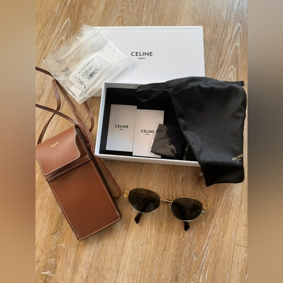 Celine Accessories - Celine Triomphe Gold Metal Sunglasses